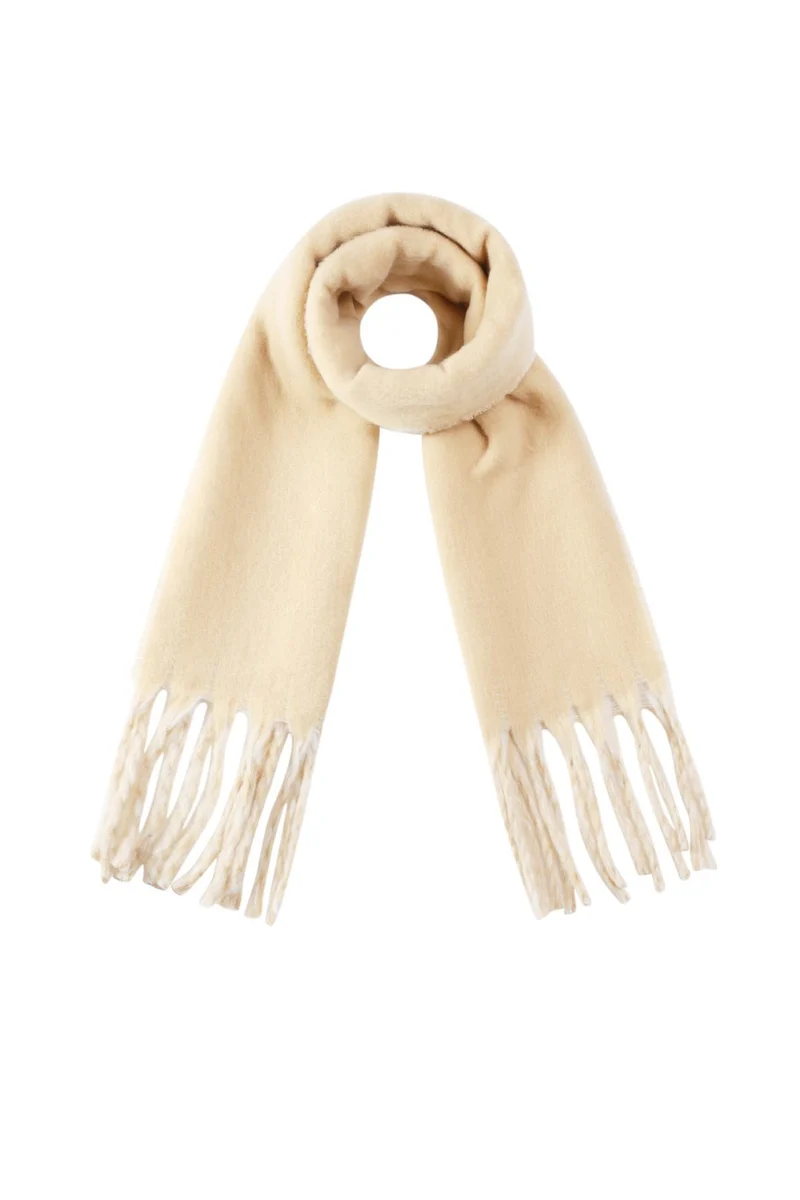Kuscheliger Schal in beige mit Fransen, 50x180cm