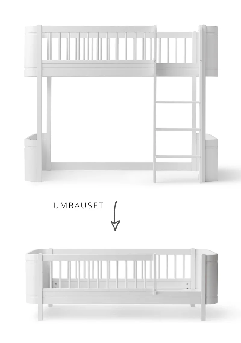 Umbauset für 'Wood Mini+' halbhohes Hochbett zum Juniorbett Weiß