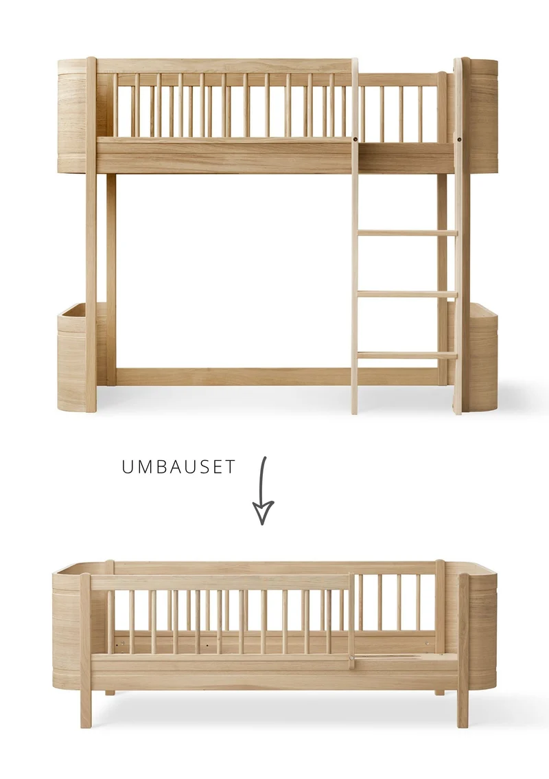 Umbauset für 'Wood Mini+' halbhohes Hochbett zum Juniorbett Eiche