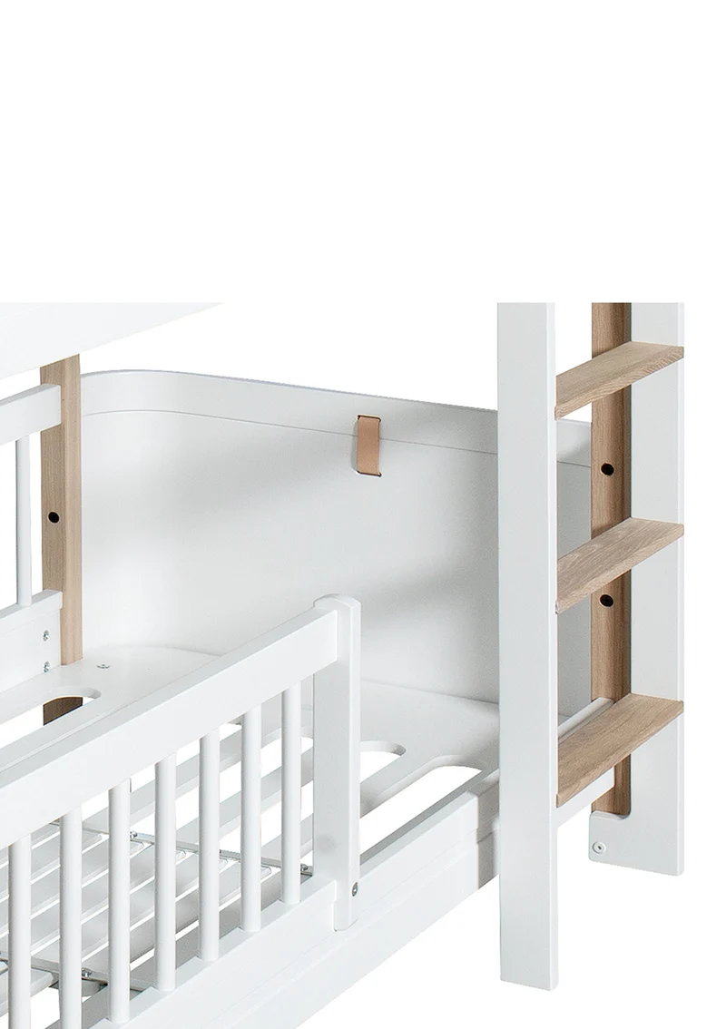 halbhohes Etagenbett 'Wood Mini+' weiß / Eiche 162 x 68 cm