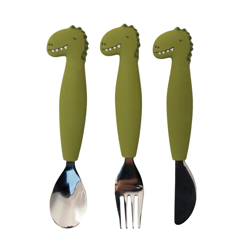 Kinderbesteck-Set "Mr. Dino" von Trixie Baby, 3-teilig
