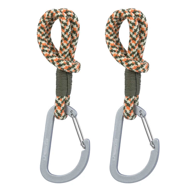 Kinderwagenhaken in Olivgrün/Orange von Lässig, 2er Set