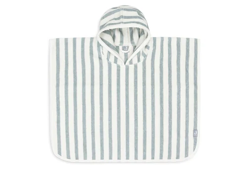 Gestreifter Badeponcho "Sea green" für Kinder, 1-4 Jahre