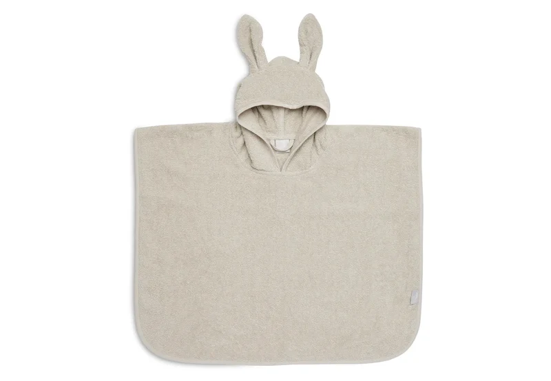 Beiger Badeponcho "Nougat" mit Hasenohren für Kinder, 1-4 Jahre