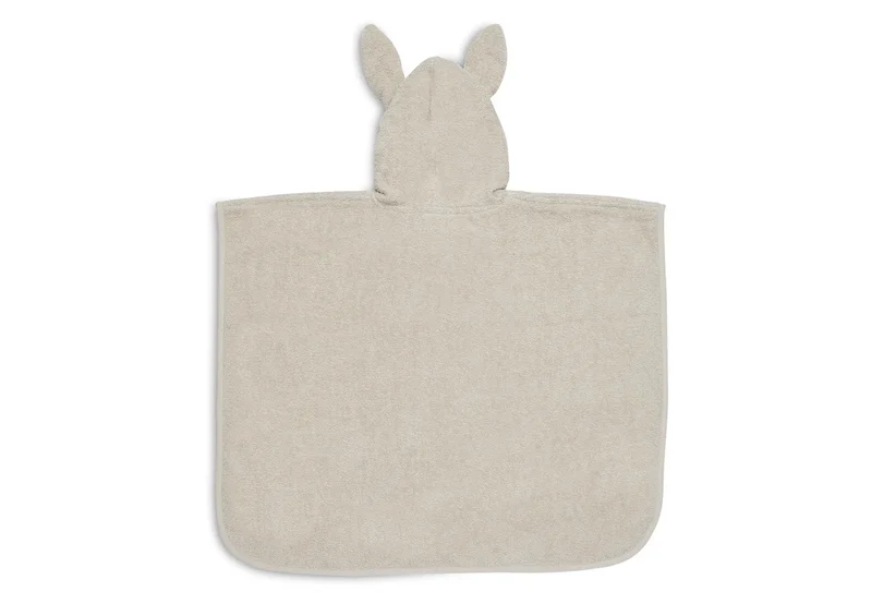 Beiger Badeponcho "Nougat" mit Hasenohren für Kinder, 1-4 Jahre