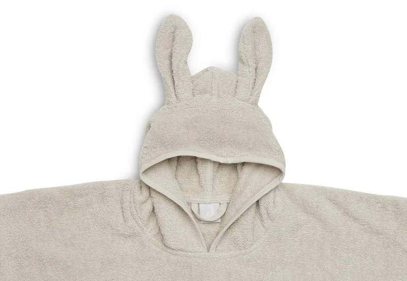 Beiger Badeponcho "Nougat" mit Hasenohren für Kinder, 1-4 Jahre