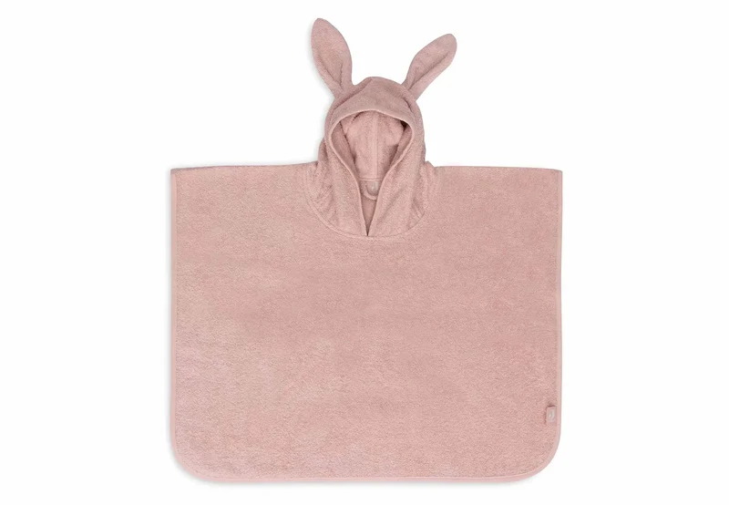 Rosa Badeponcho "Wild Rose" von Jollein mit Hasenohren für Kinder, 1-4 Jahre