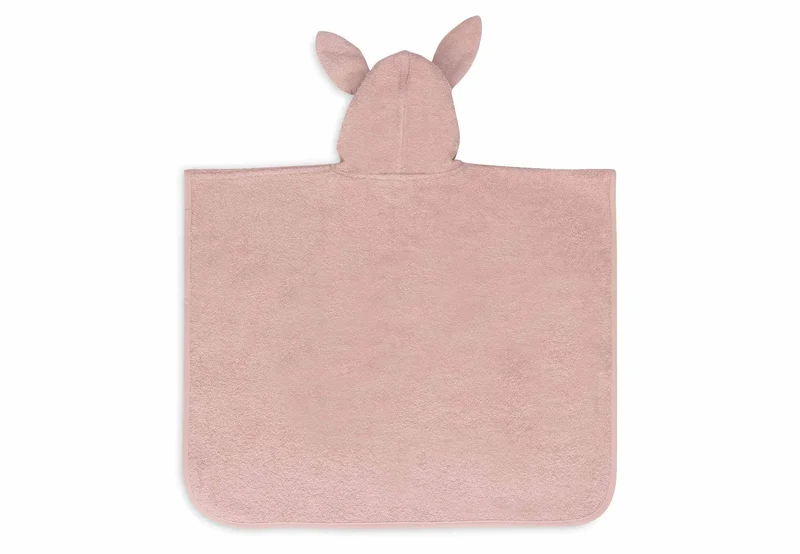 Rosa Badeponcho "Wild Rose" von Jollein mit Hasenohren für Kinder, 1-4 Jahre