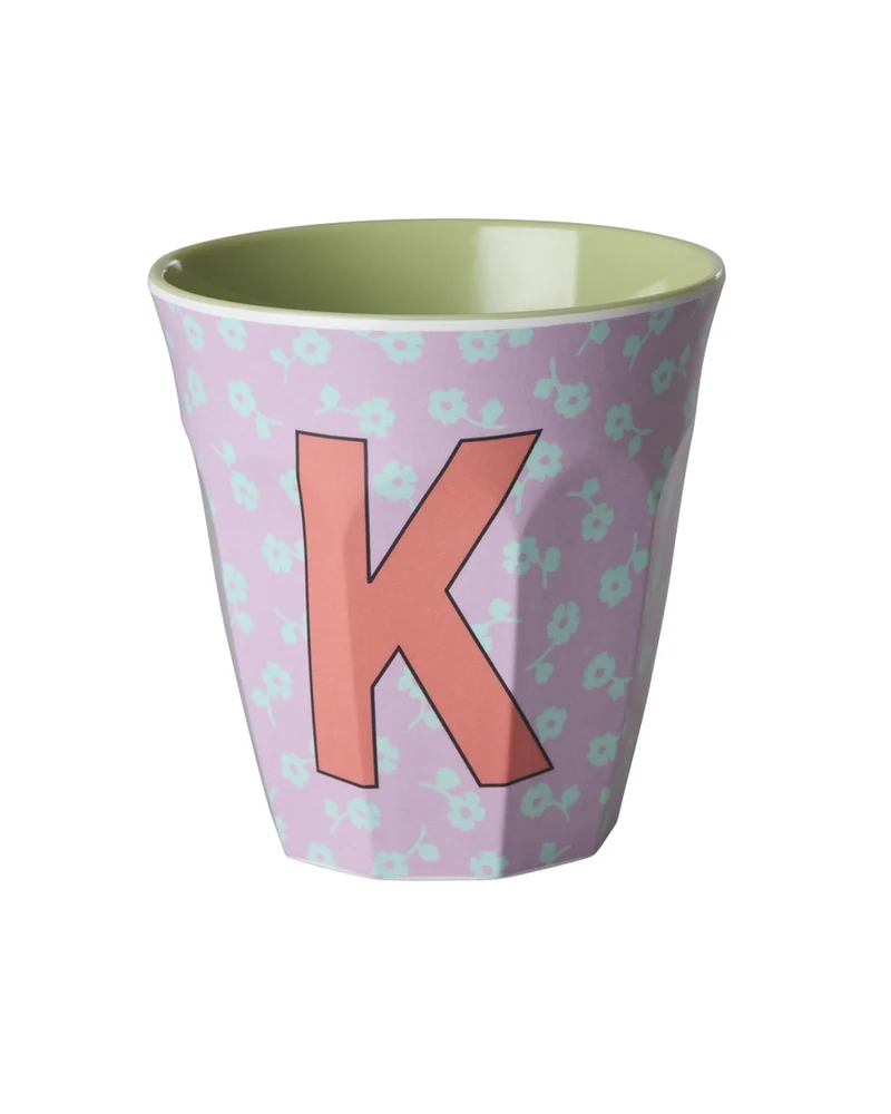 Rice Becher "Flowers" mit Buchstaben und Blumenmuster, medium (250ml)