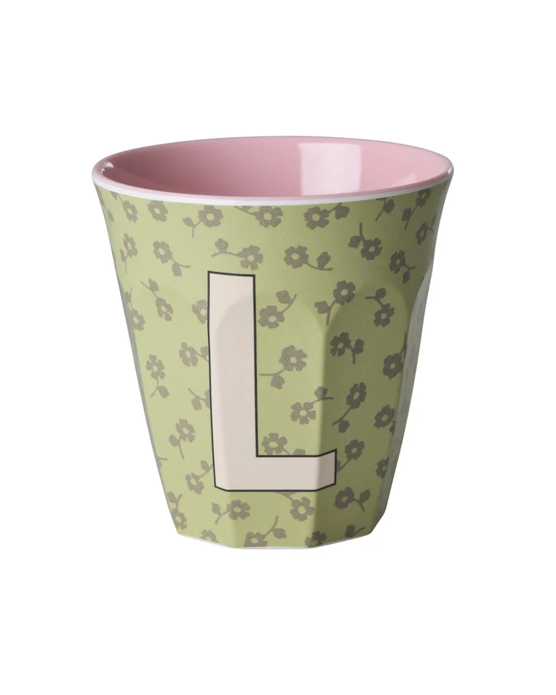Rice Becher "Flowers" mit Buchstaben und Blumenmuster, medium (250ml)