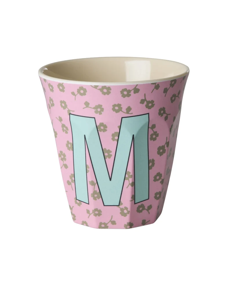 Rice Becher "Flowers" mit Buchstaben und Blumenmuster, medium (250ml)