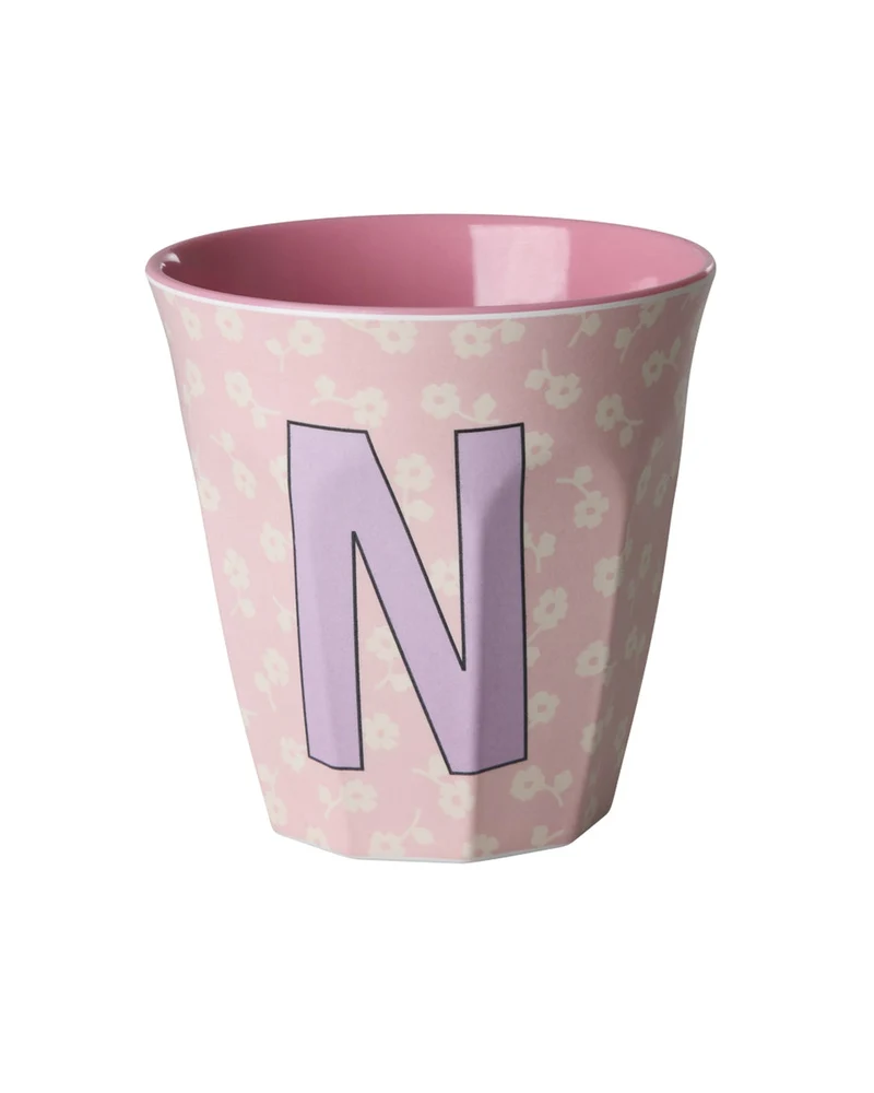 Rice Becher "Flowers" mit Buchstaben und Blumenmuster, medium (250ml)