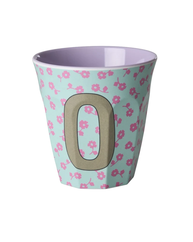 Rice Becher "Flowers" mit Buchstaben und Blumenmuster, medium (250ml)