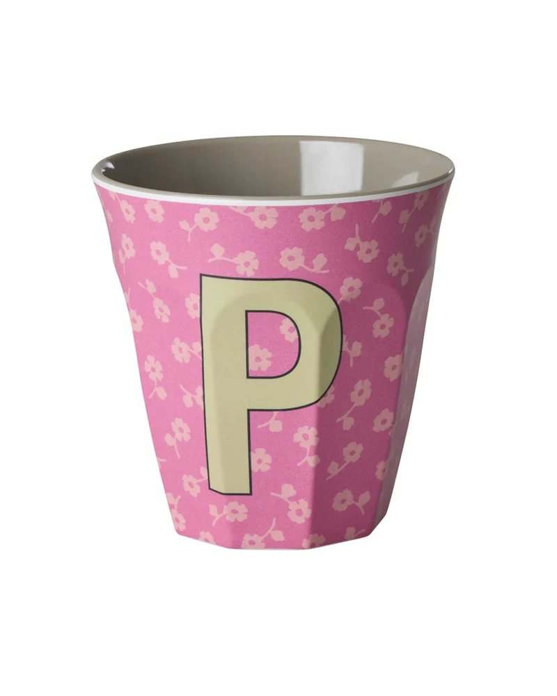 Rice Becher "Flowers" mit Buchstaben und Blumenmuster, medium (250ml)
