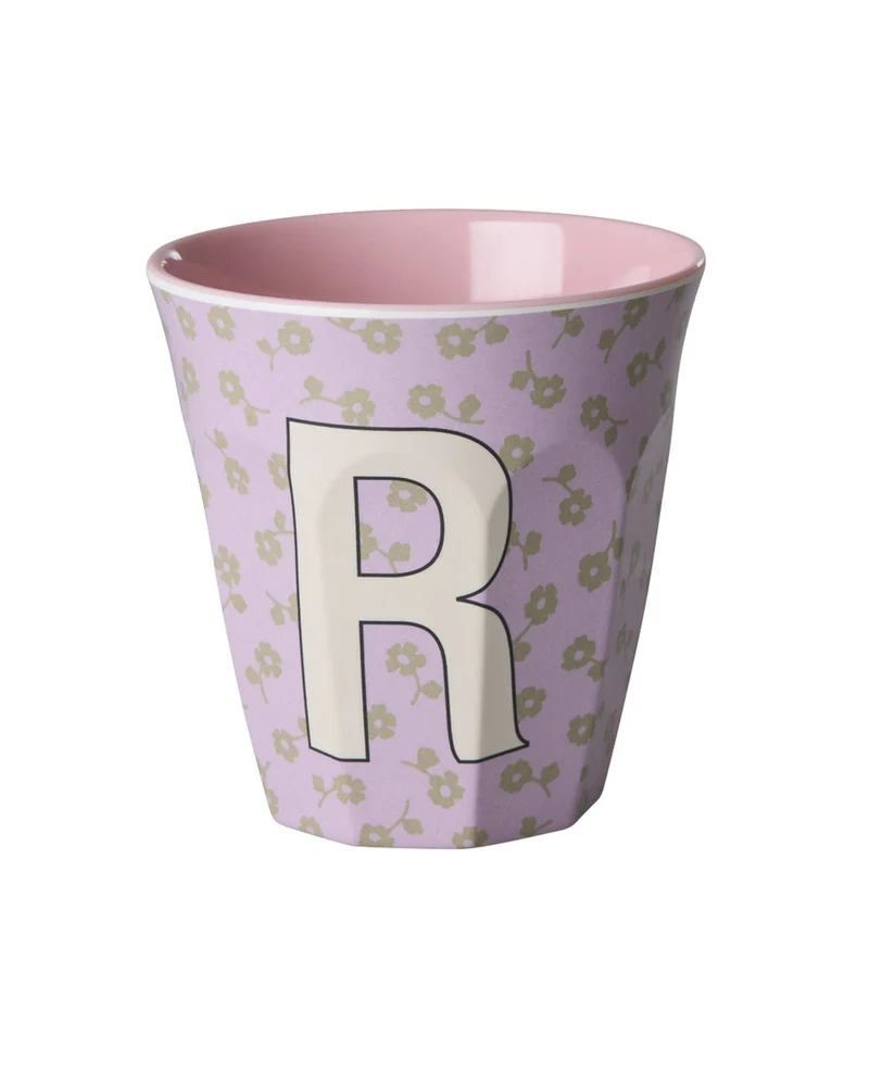 Rice Becher "Flowers" mit Buchstaben und Blumenmuster, medium (250ml)