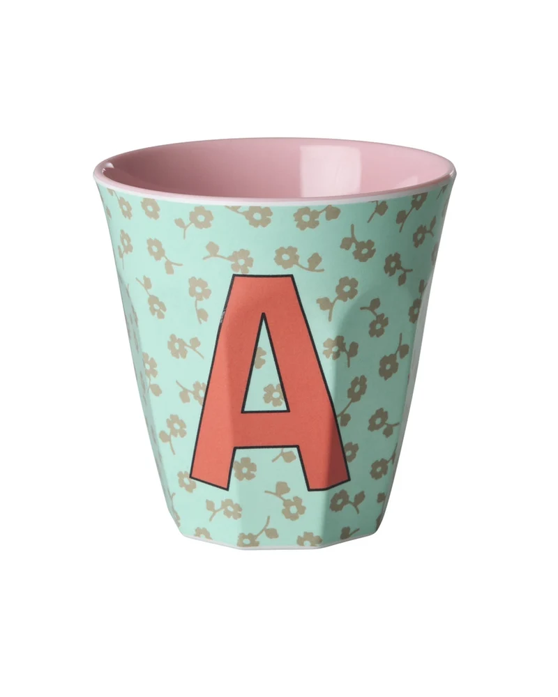 Rice Becher "Flowers" mit Buchstaben und Blumenmuster, medium (250ml)