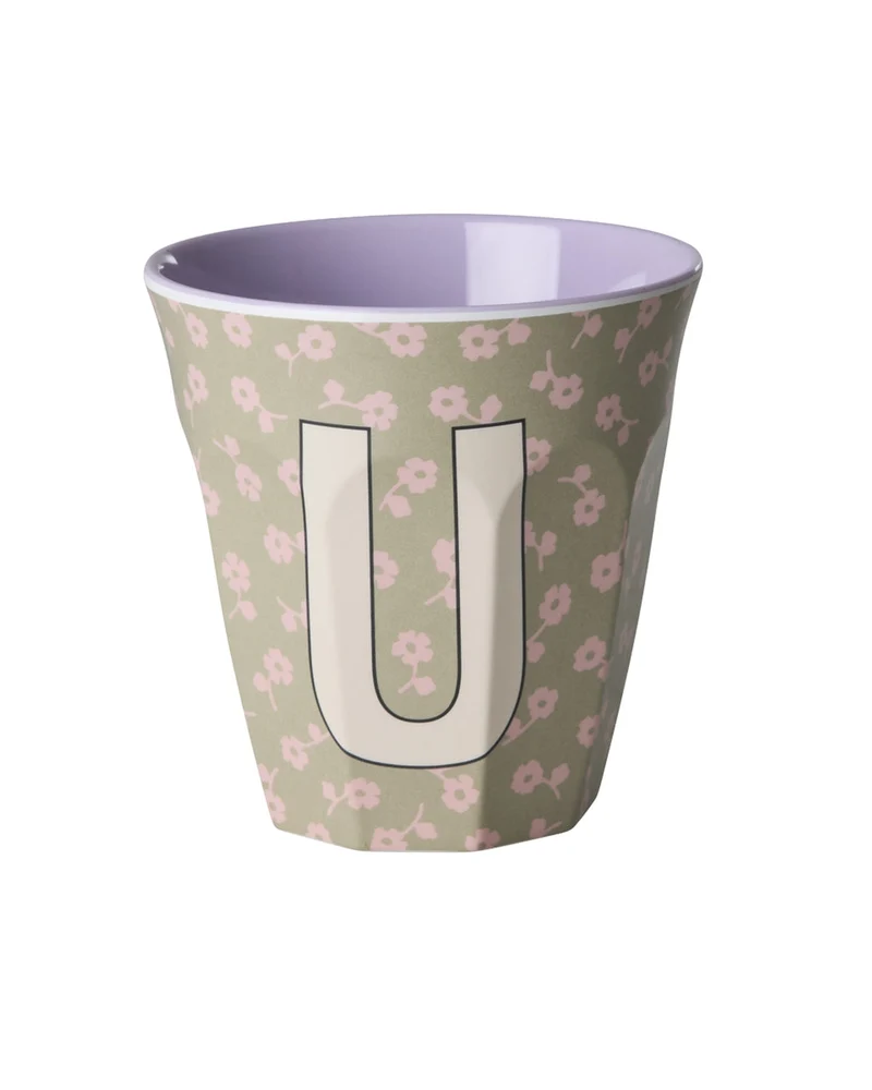 Rice Becher "Flowers" mit Buchstaben und Blumenmuster, medium (250ml)