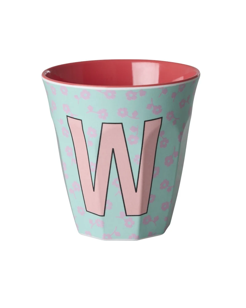 Rice Becher "Flowers" mit Buchstaben und Blumenmuster, medium (250ml)