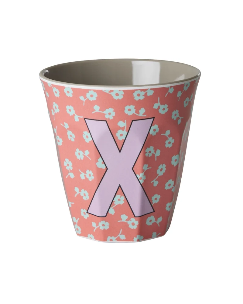 Rice Becher "Flowers" mit Buchstaben und Blumenmuster, medium (250ml)