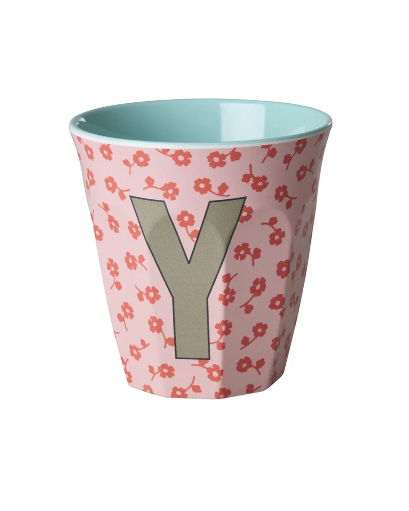 Rice Becher "Flowers" mit Buchstaben und Blumenmuster, medium (250ml)
