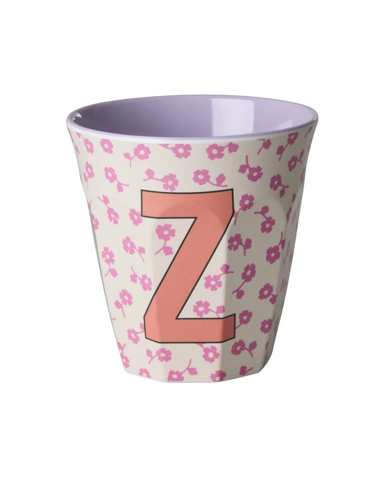 Rice Becher "Flowers" mit Buchstaben und Blumenmuster, medium (250ml)
