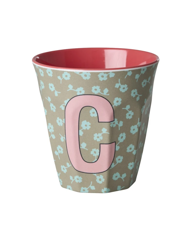 Rice Becher "Flowers" mit Buchstaben und Blumenmuster, medium (250ml)