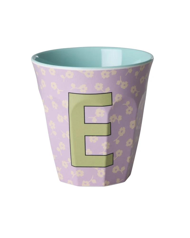 Rice Becher "Flowers" mit Buchstaben und Blumenmuster, medium (250ml)