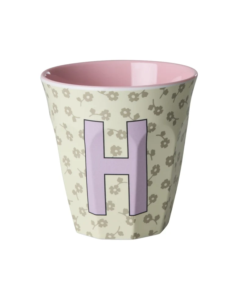Rice Becher "Flowers" mit Buchstaben und Blumenmuster, medium (250ml)