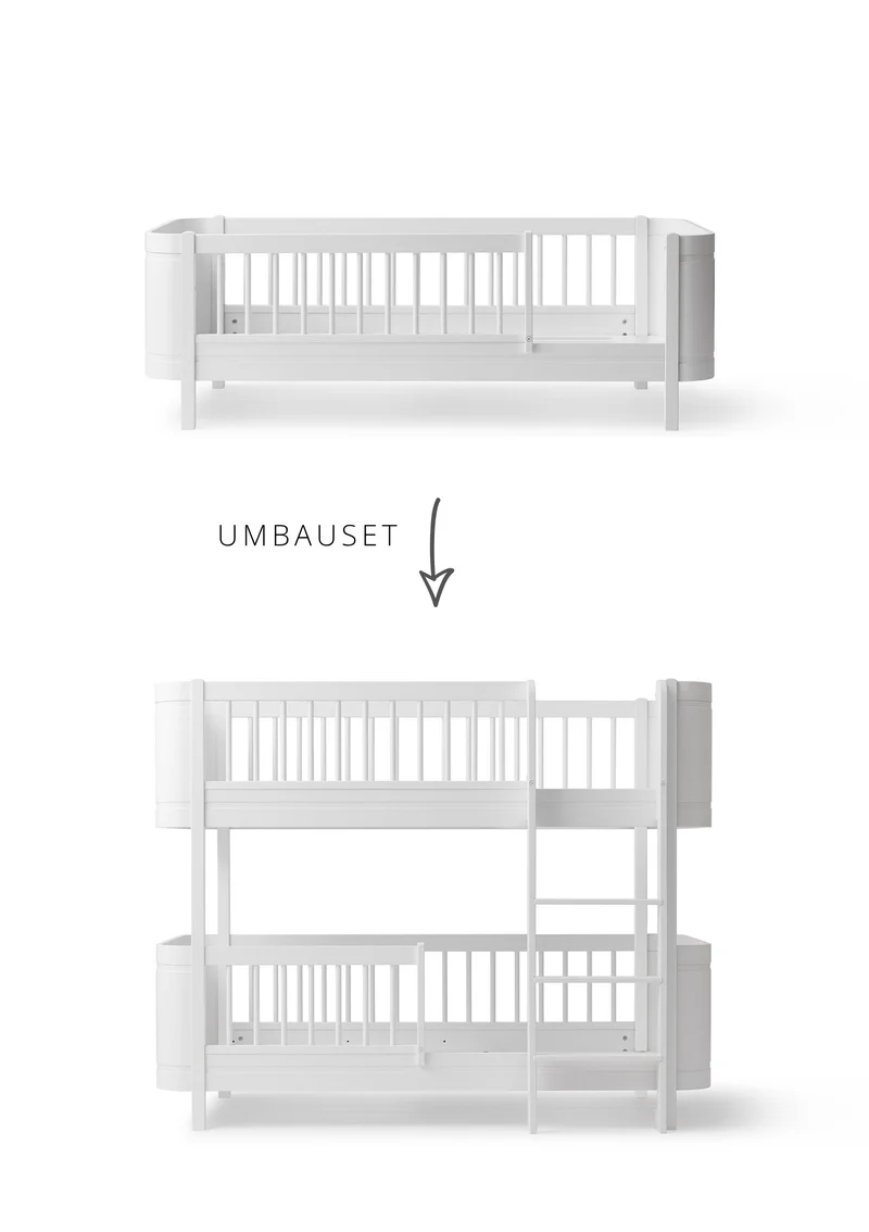 Umbauset für 'Wood Mini+' Juniorbett zum halbhohen Etagenbett Weiß