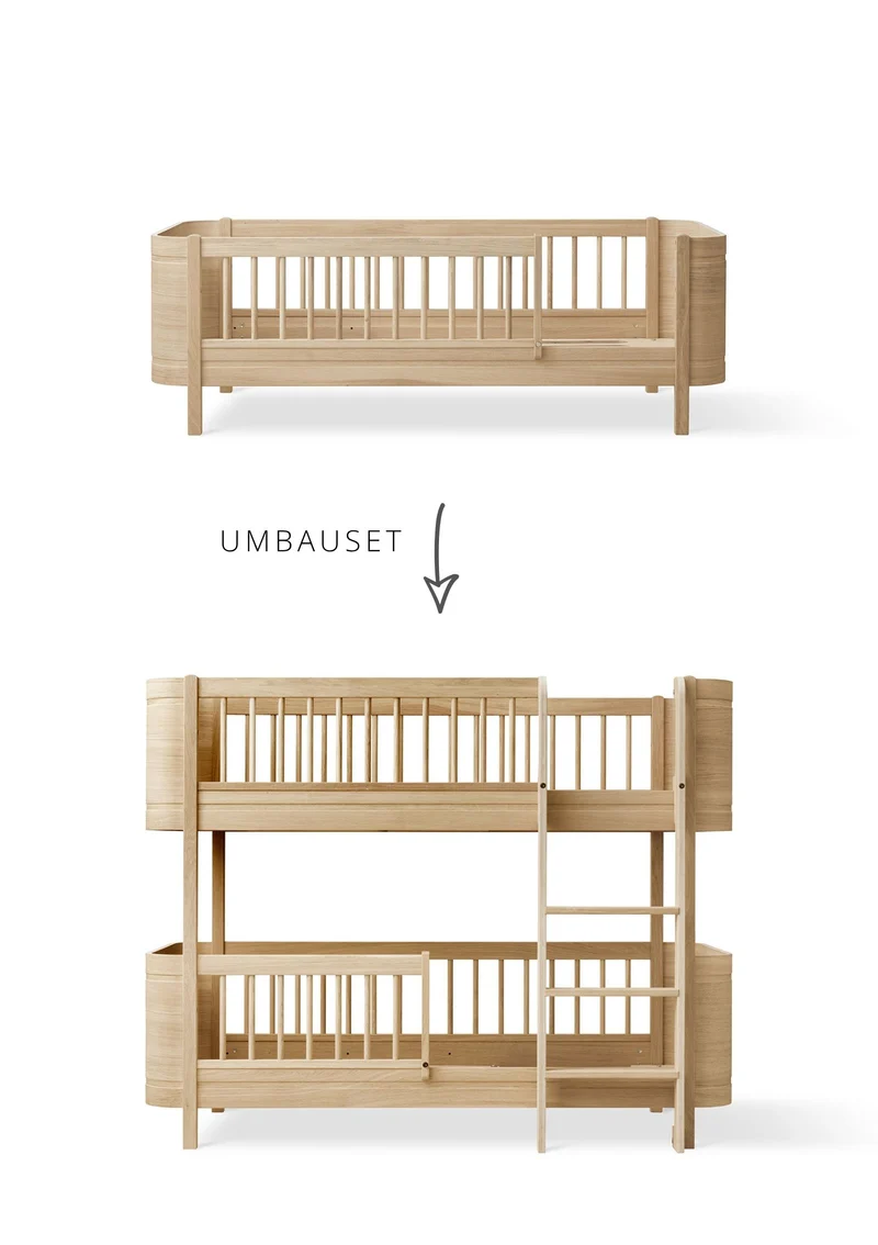 Umbauset für 'Wood Mini+' Juniorbett zum halbhohen Etagenbett Eiche