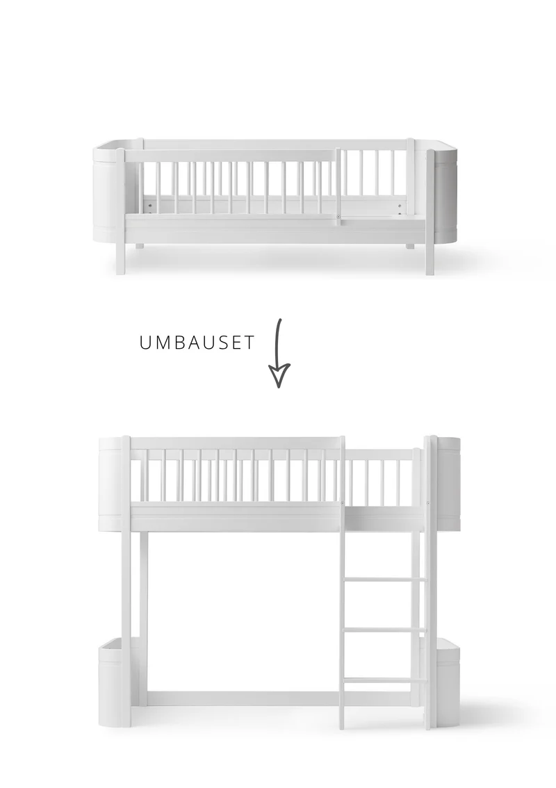 Umbauset für 'Wood Mini+' Juniorbett zum halbhohen Hochbett Weiß