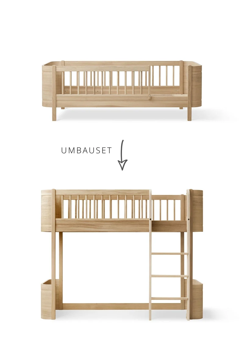 Umbauset für 'Wood Mini+' Juniorbett zum halbhohen Hochbett Eiche