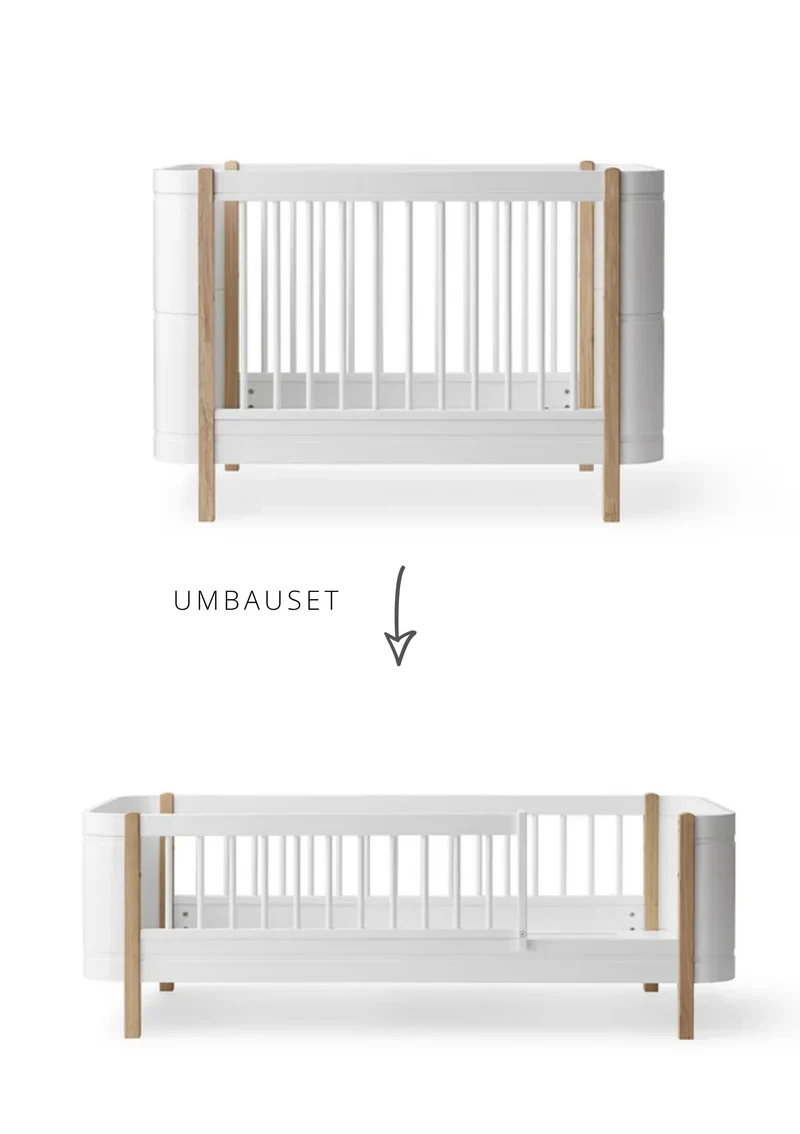 Umbauset für 'Wood Mini+' Babybett zum Juniorbett Weiß / Eiche