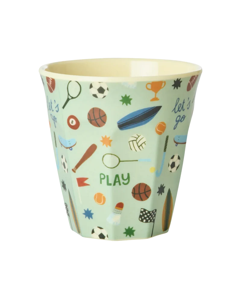 Mintfarbender Becher "Sports Print" mit Sport-Motiven von Rice, 250ml