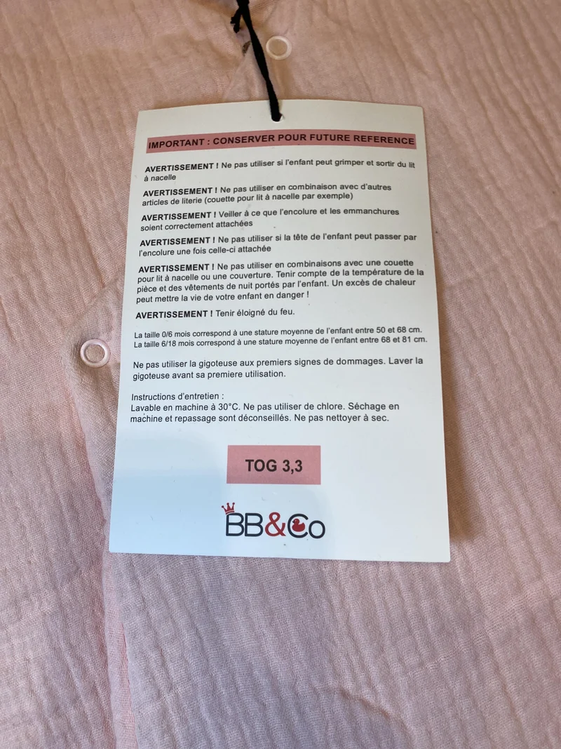 BB&Co Schlafsack 3.3 TOG 50 | 00m, 56 | 01m, 62 | 03m