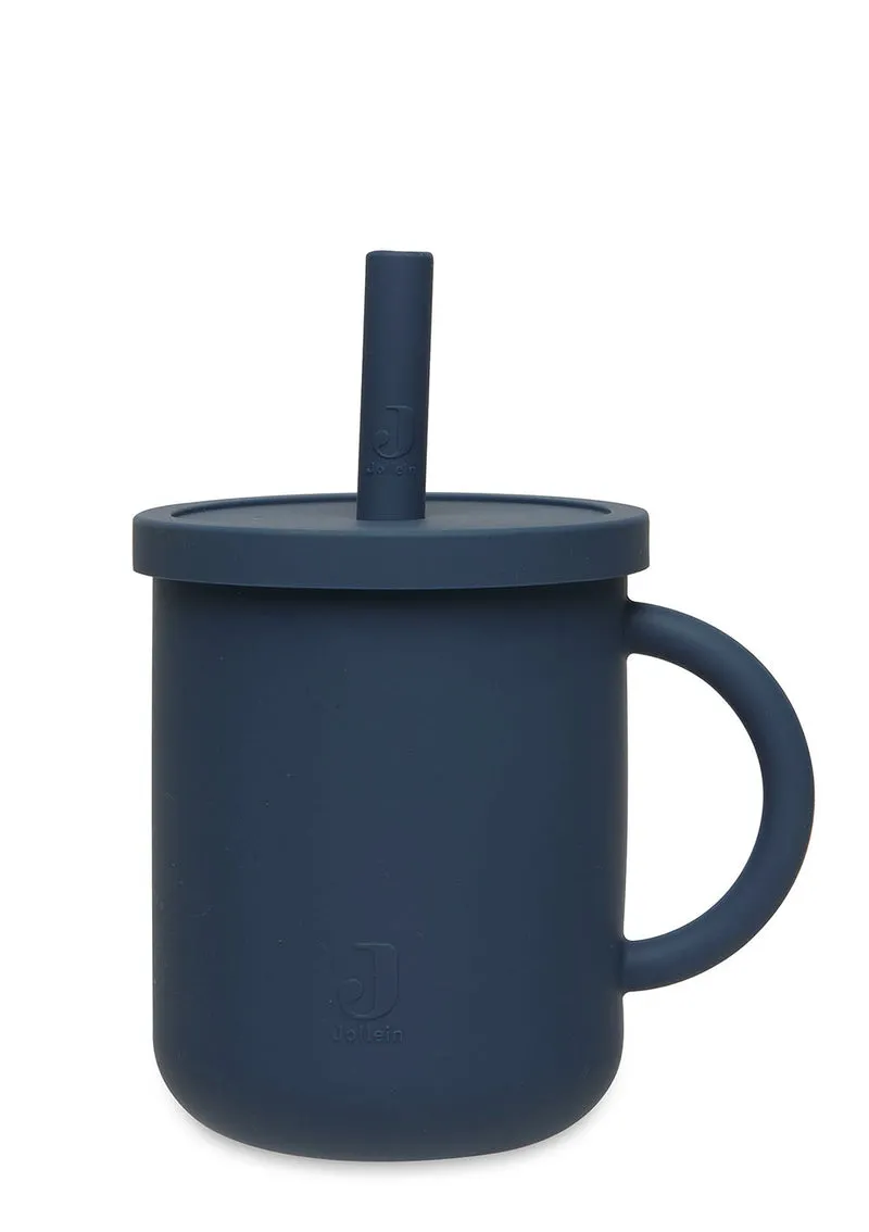 Silikon Becher mit Trinkhalm Jeans Blue