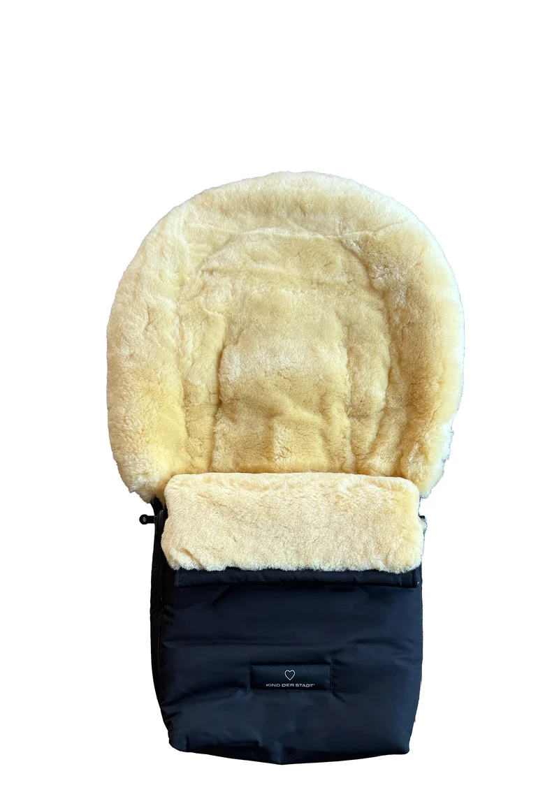 Premium Lammfell-Fußsack für Babywanne & Kinderautositz midnight black