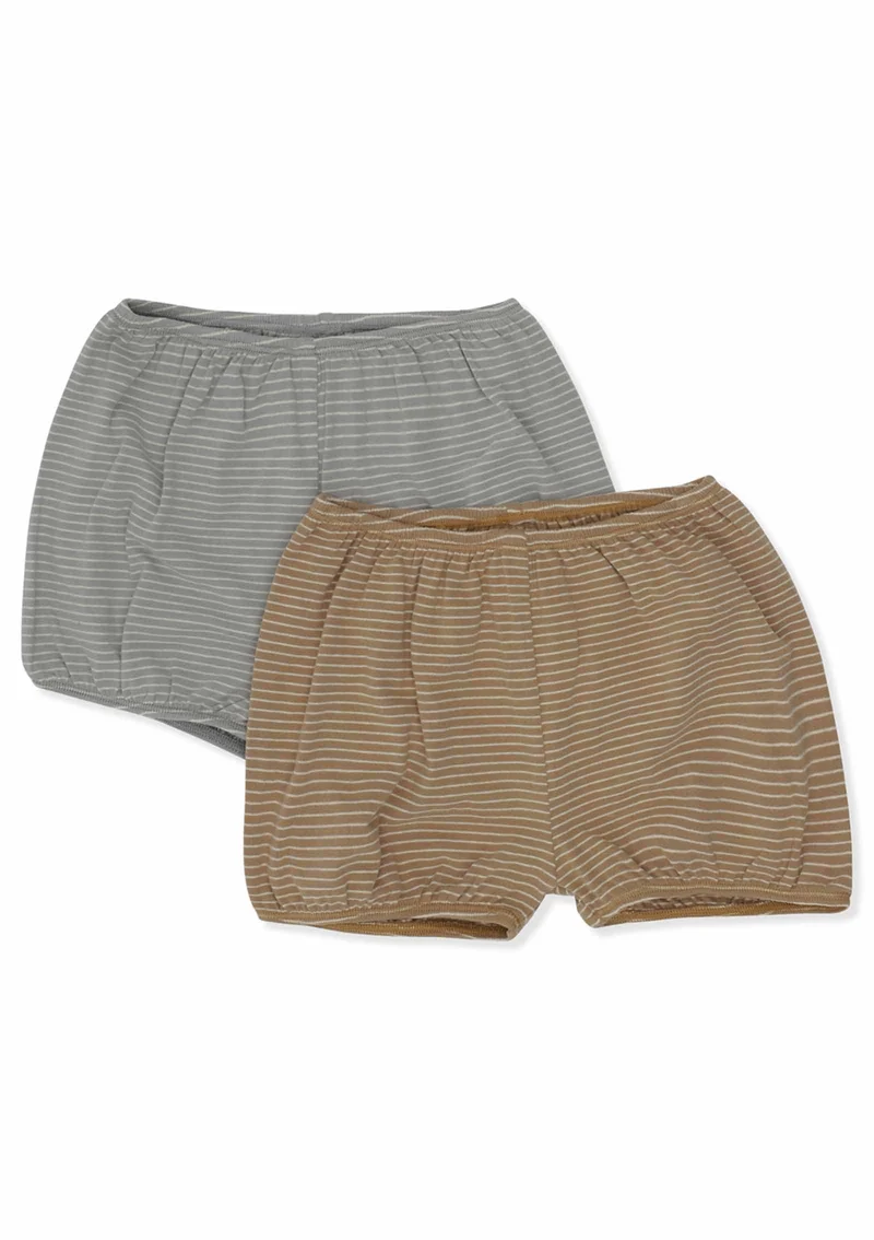 2er-Set Bloomers Hosen 'Basic' Sleet/Tiger's Eye Stripe