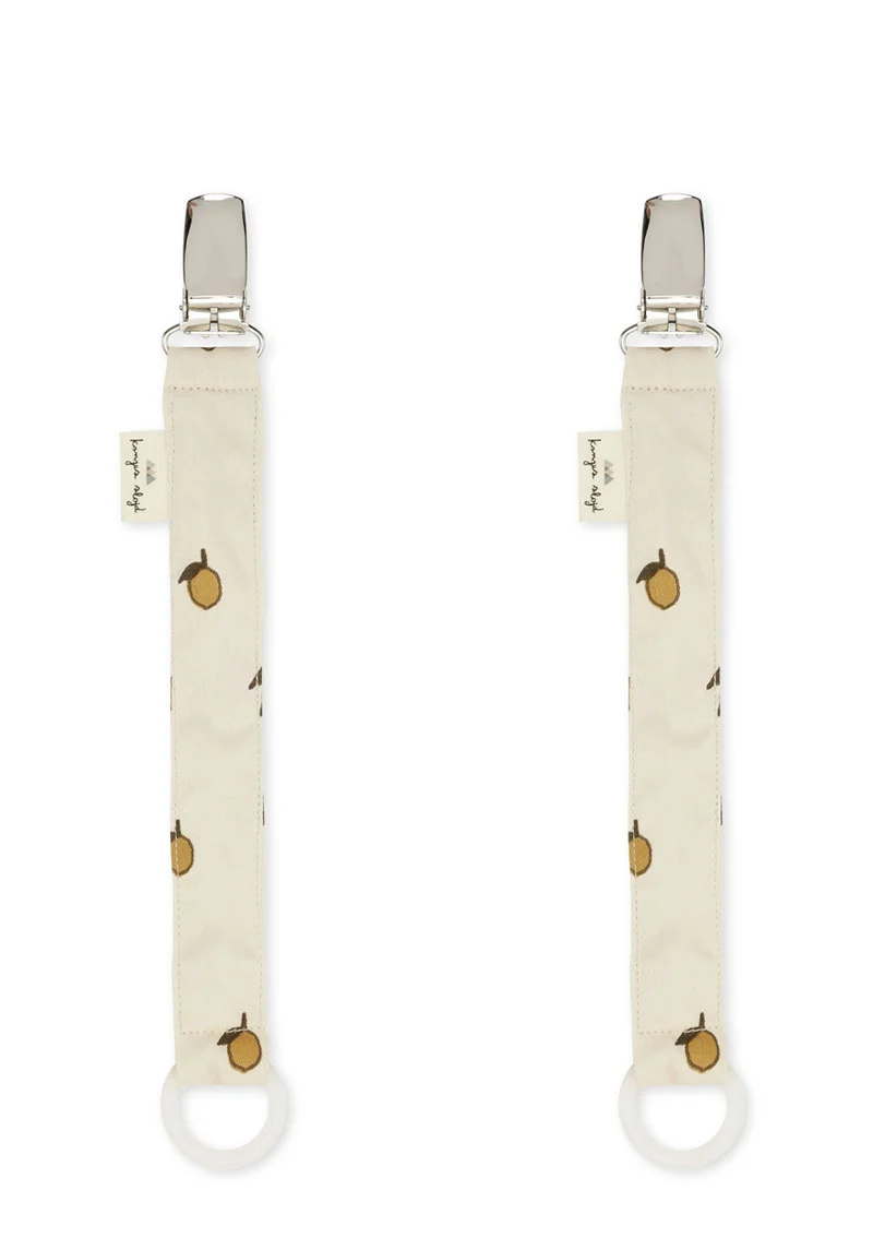 2er-Set Baumwoll-Schnullerband Lemon
