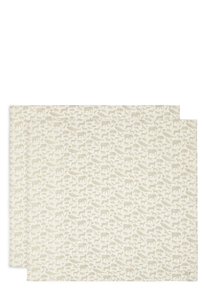 2er-Set Mulltücher 'Animals' Olive Green 115 x 115 cm