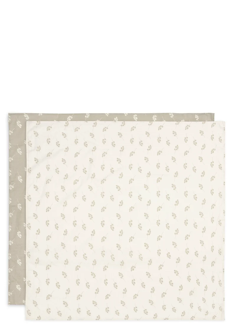 2er-Set Mulltücher 'Twig Olive Green' 115 x 115 cm