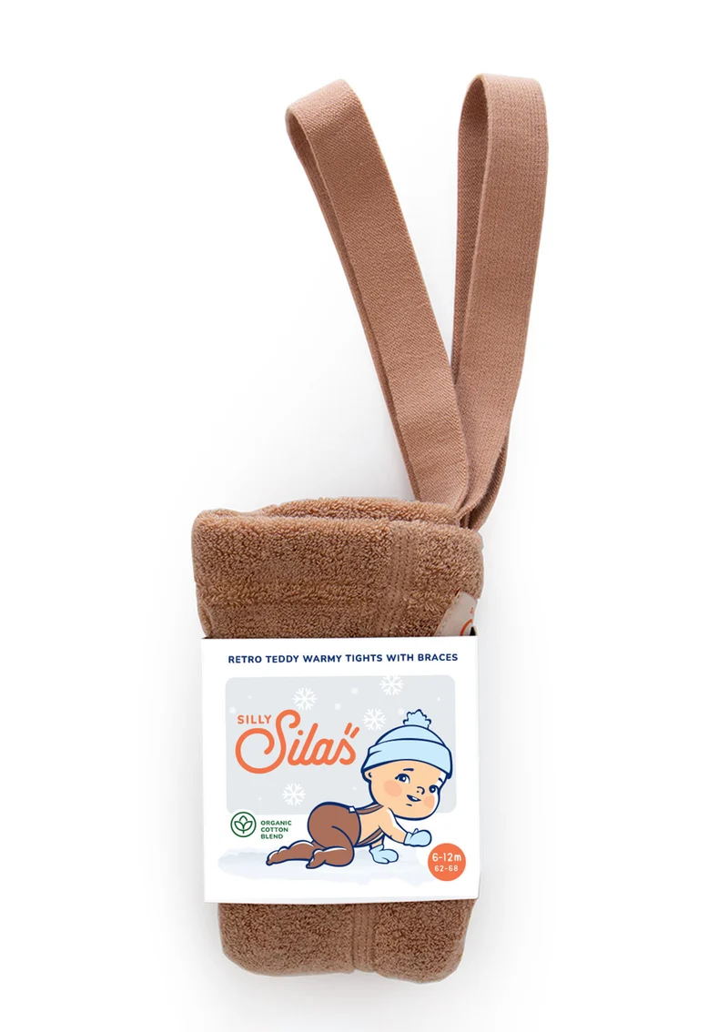 Teddy-Strumpfhose mit Trägern mit Fuß light brown
