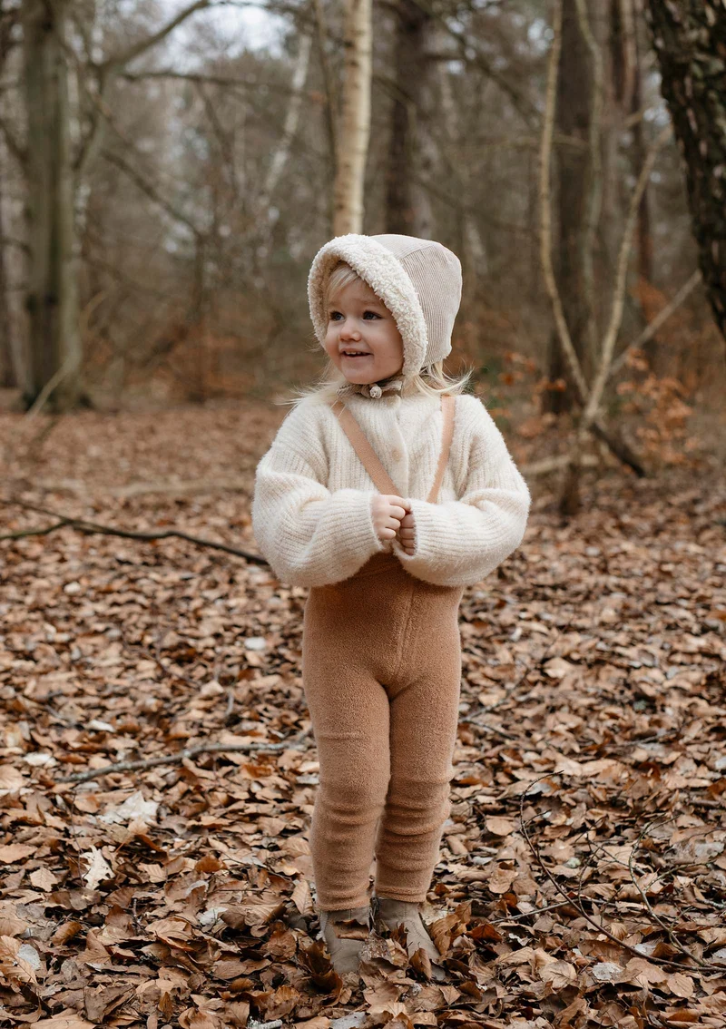 Teddy-Strumpfhose mit Trägern mit Fuß light brown
