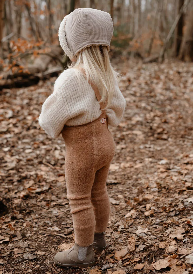Teddy-Strumpfhose mit Trägern mit Fuß light brown