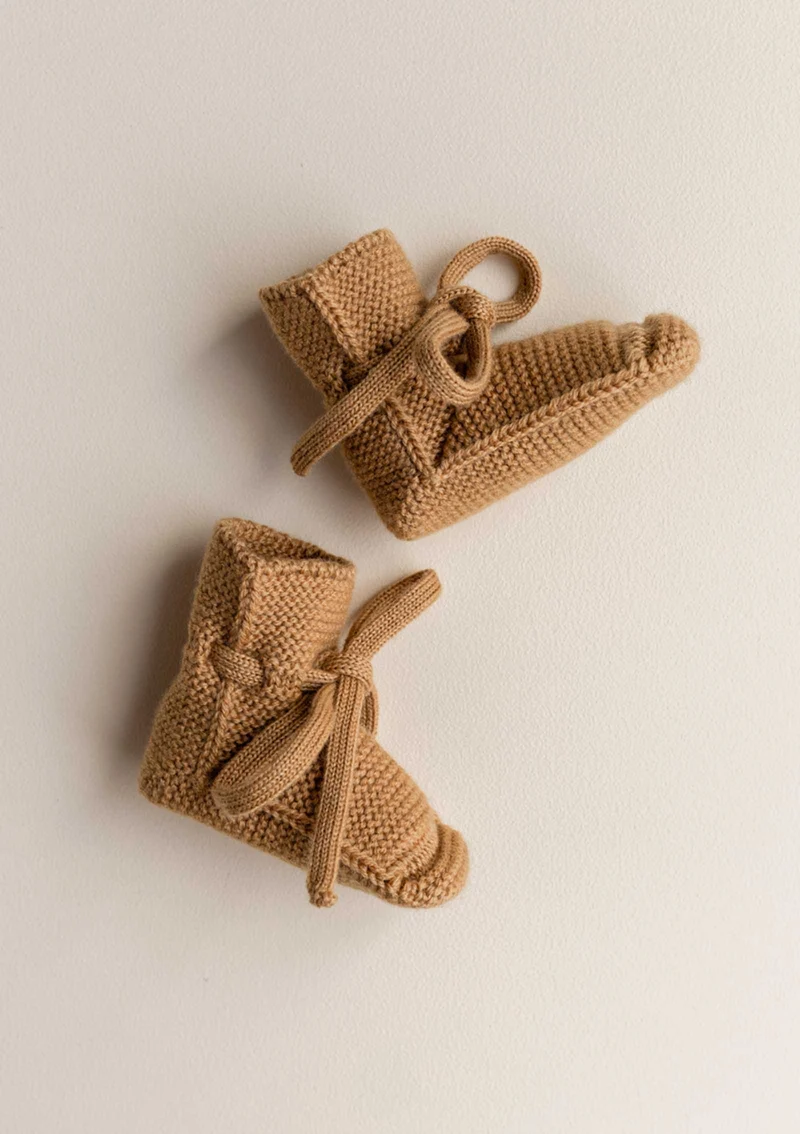 Merino Baby Booties Ochre