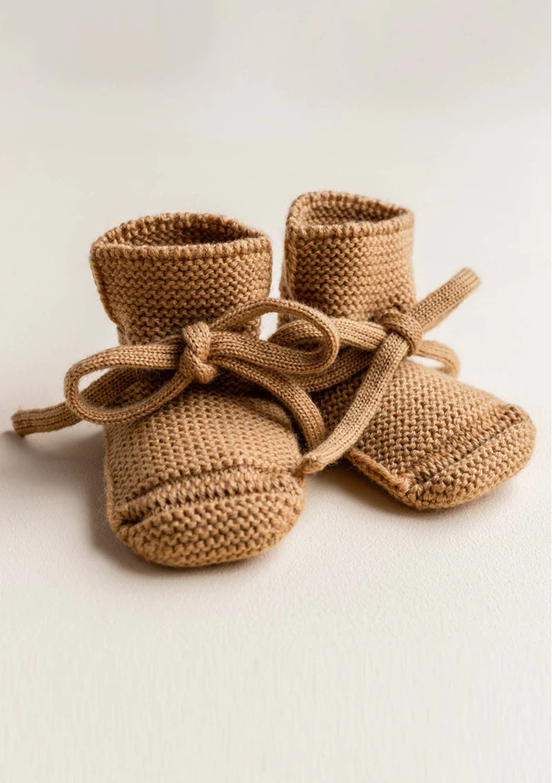 Merino Baby Booties Ochre