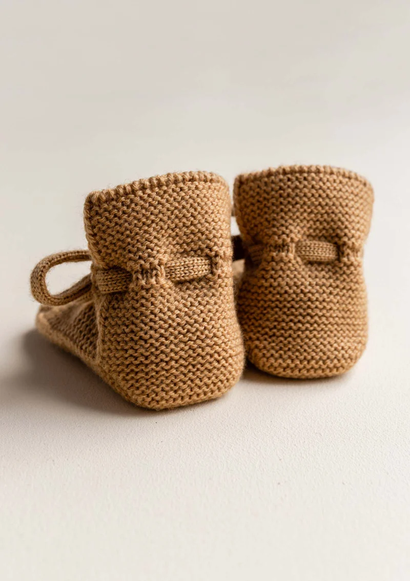 Merino Baby Booties Ochre