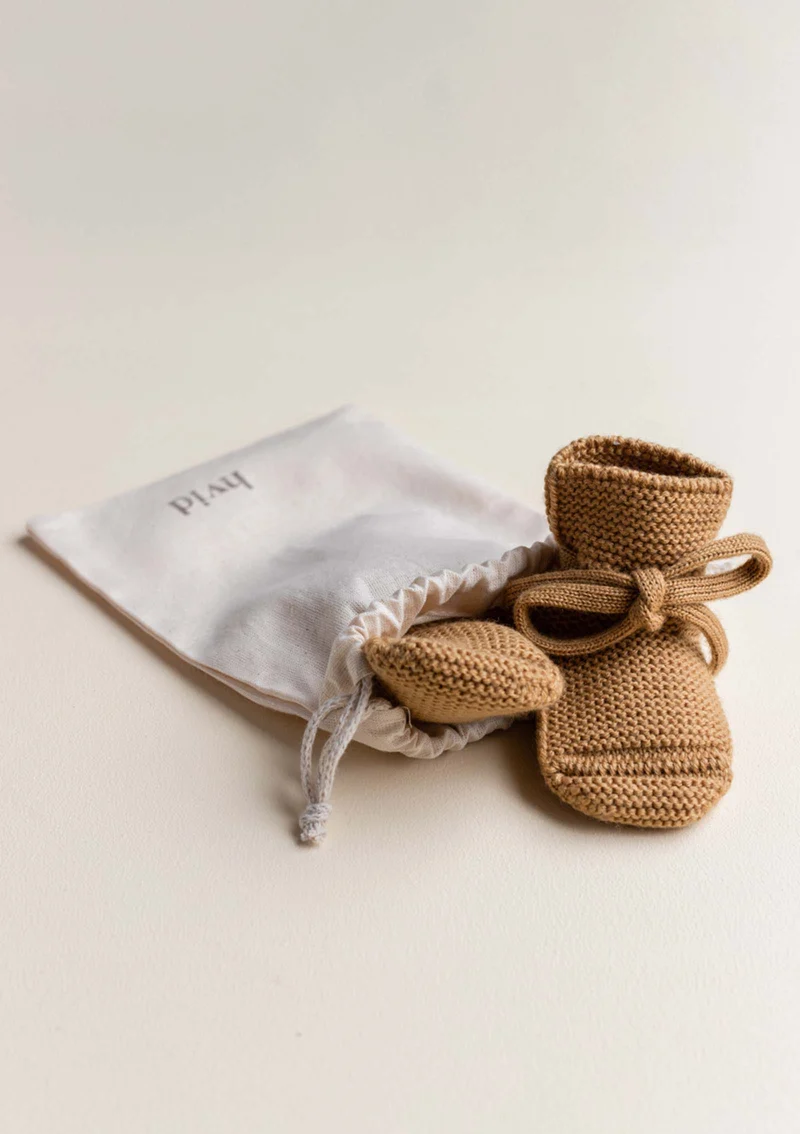 Merino Baby Booties Ochre