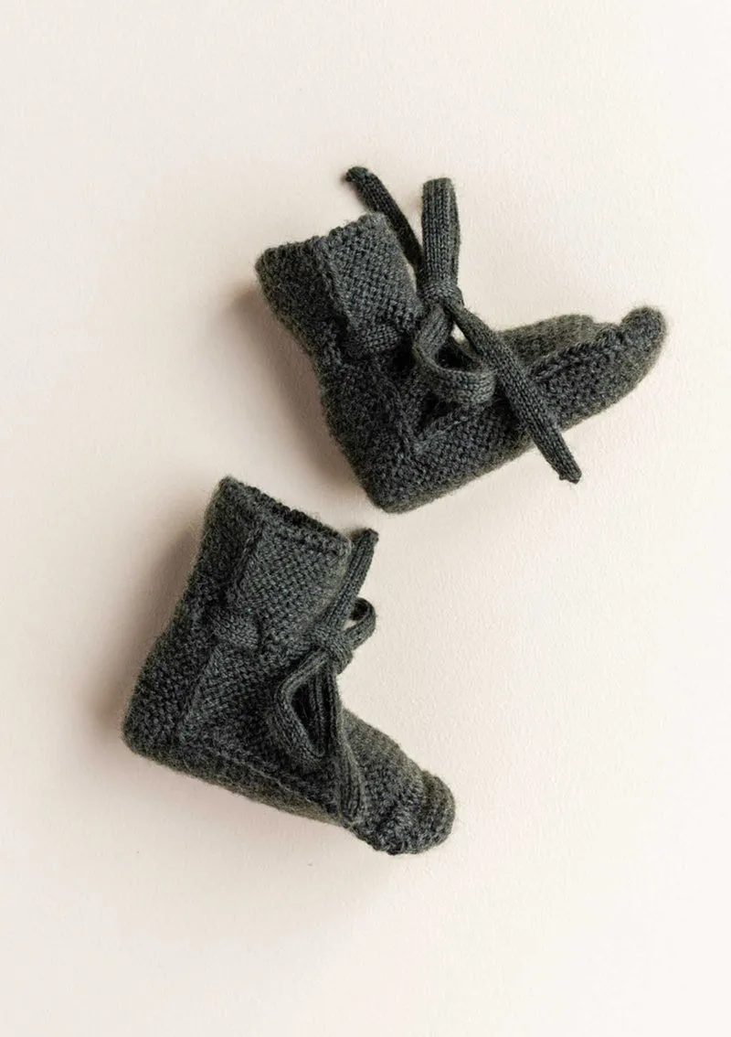 Merino Baby Booties Pine