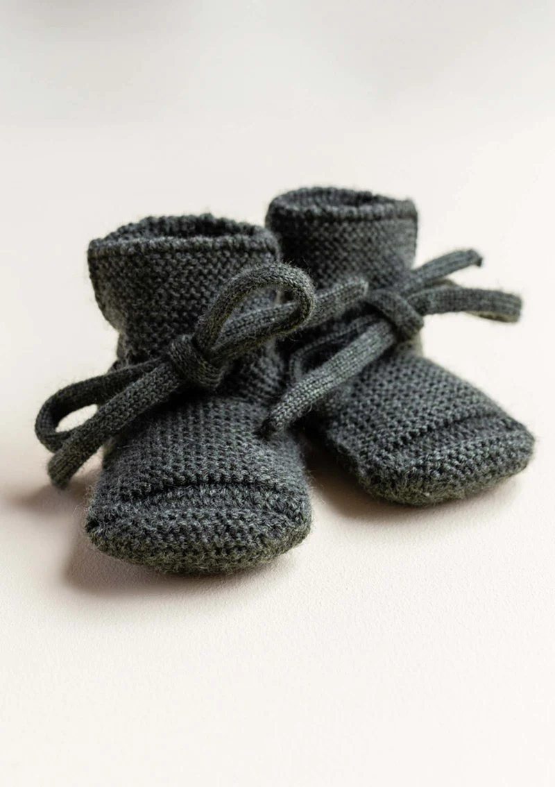 Merino Baby Booties Pine